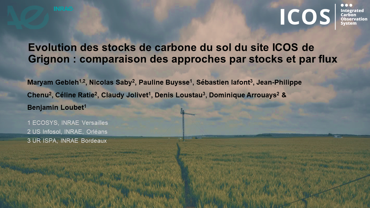 • Evolution des stocks de carbone du sol du site ICOS de Grignon : comparaison des approches par stocks et par flux. 